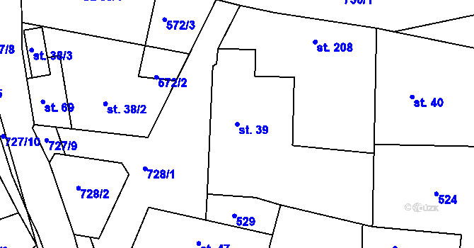 Parcela st. 39 v KÚ Řepov, Katastrální mapa