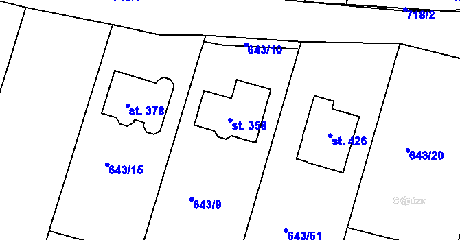 Parcela st. 358 v KÚ Řepov, Katastrální mapa