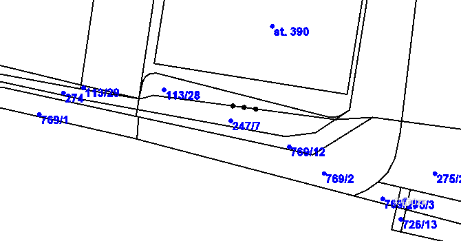 Parcela st. 247/7 v KÚ Řepov, Katastrální mapa