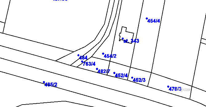 Parcela st. 454/2 v KÚ Řepov, Katastrální mapa