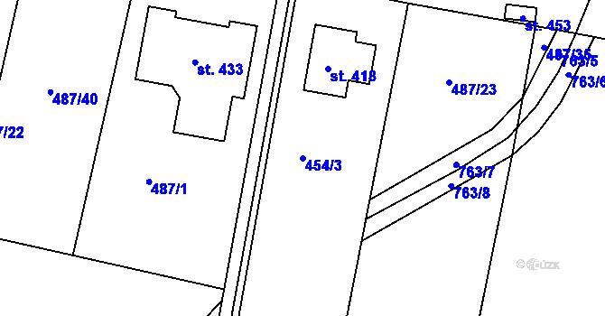 Parcela st. 454/3 v KÚ Řepov, Katastrální mapa