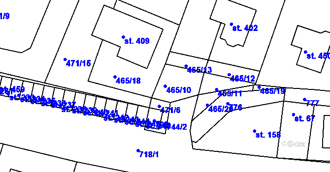 Parcela st. 465/10 v KÚ Řepov, Katastrální mapa