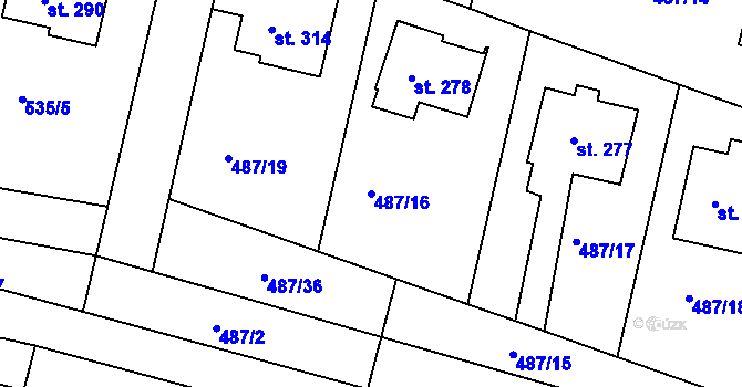 Parcela st. 487/16 v KÚ Řepov, Katastrální mapa