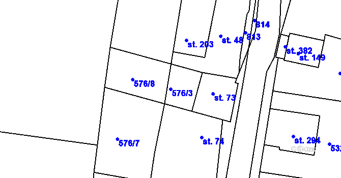 Parcela st. 576/3 v KÚ Řepov, Katastrální mapa