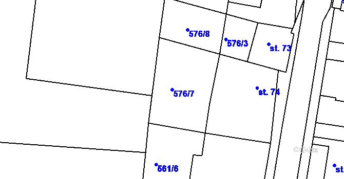 Parcela st. 576/7 v KÚ Řepov, Katastrální mapa