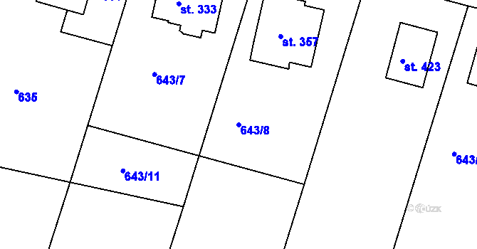 Parcela st. 643/8 v KÚ Řepov, Katastrální mapa