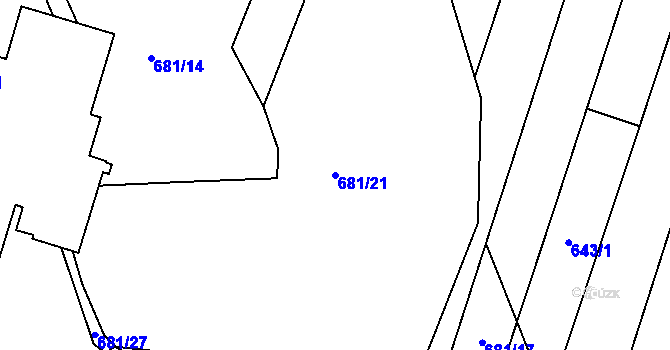 Parcela st. 681/21 v KÚ Řepov, Katastrální mapa