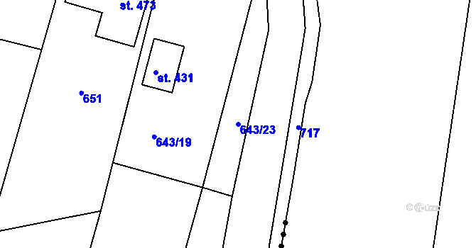 Parcela st. 643/23 v KÚ Řepov, Katastrální mapa