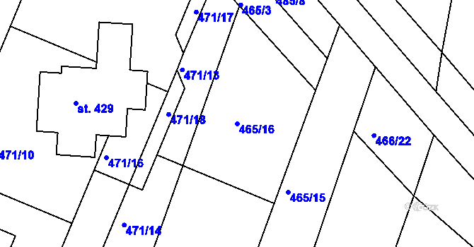 Parcela st. 465/16 v KÚ Řepov, Katastrální mapa