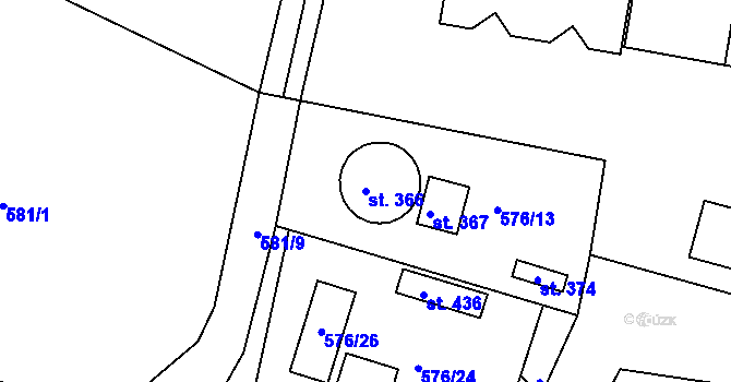 Parcela st. 366 v KÚ Řepov, Katastrální mapa