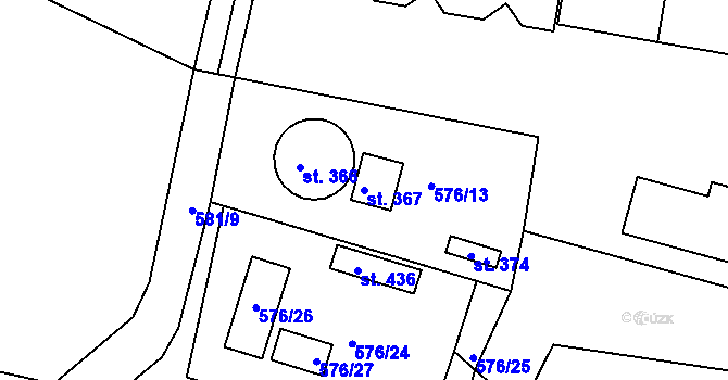 Parcela st. 367 v KÚ Řepov, Katastrální mapa