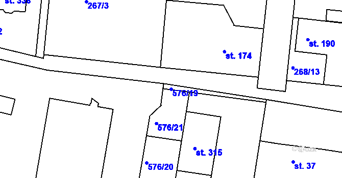 Parcela st. 576/19 v KÚ Řepov, Katastrální mapa