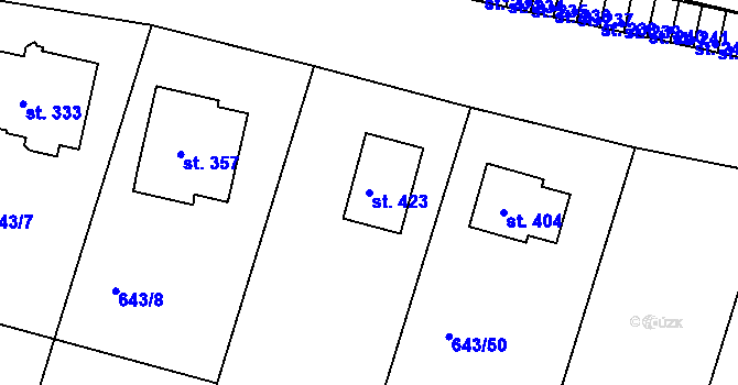 Parcela st. 423 v KÚ Řepov, Katastrální mapa