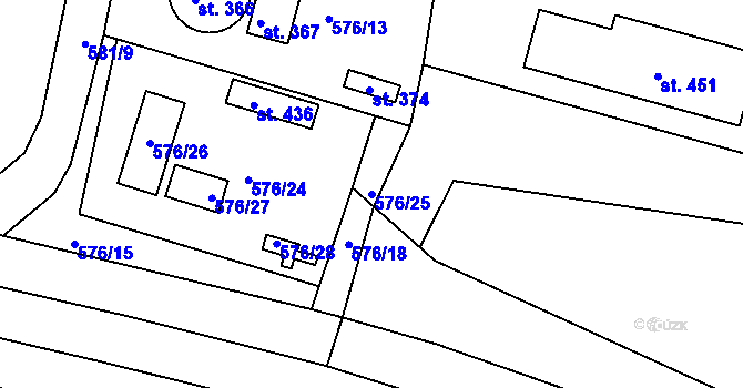 Parcela st. 576/25 v KÚ Řepov, Katastrální mapa