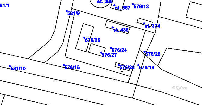 Parcela st. 576/27 v KÚ Řepov, Katastrální mapa