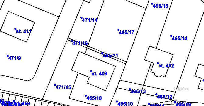 Parcela st. 465/21 v KÚ Řepov, Katastrální mapa