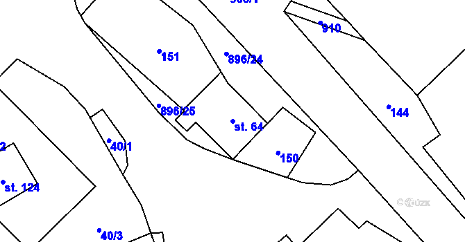 Parcela st. 64 v KÚ Řepová, Katastrální mapa