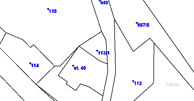 Parcela st. 113/1 v KÚ Řepová, Katastrální mapa