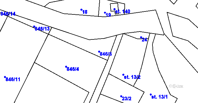 Parcela st. 846/5 v KÚ Řepová, Katastrální mapa