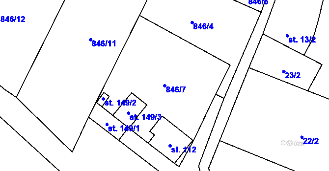 Parcela st. 846/7 v KÚ Řepová, Katastrální mapa