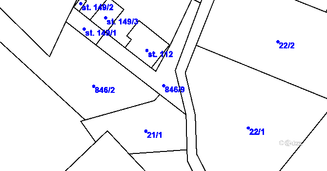 Parcela st. 846/9 v KÚ Řepová, Katastrální mapa