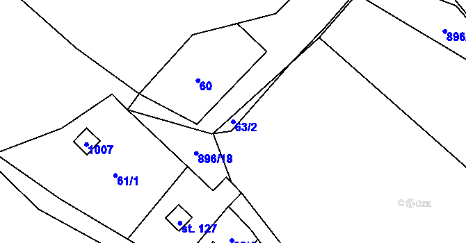Parcela st. 63/2 v KÚ Řepová, Katastrální mapa