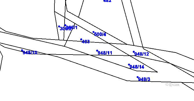 Parcela st. 948/11 v KÚ Řepová, Katastrální mapa