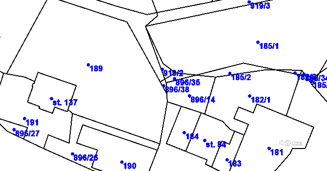 Parcela st. 896/38 v KÚ Řepová, Katastrální mapa