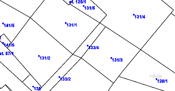 Parcela st. 133/4 v KÚ Řepová, Katastrální mapa