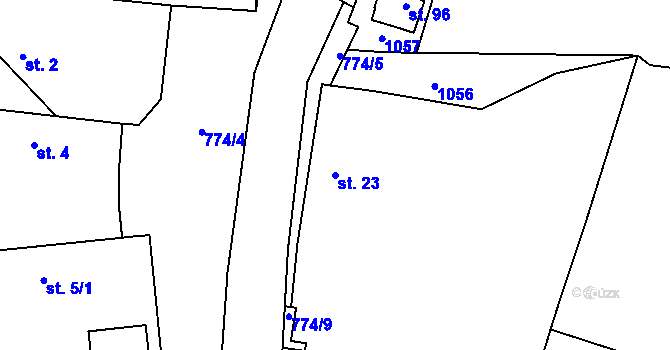 Parcela st. 23 v KÚ Řeřichy, Katastrální mapa