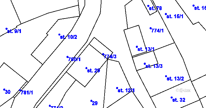 Parcela st. 774/3 v KÚ Řeřichy, Katastrální mapa
