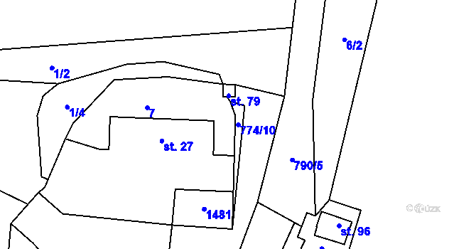 Parcela st. 774/10 v KÚ Řeřichy, Katastrální mapa