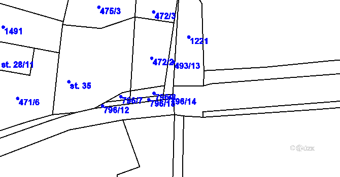 Parcela st. 796/9 v KÚ Řeřichy, Katastrální mapa