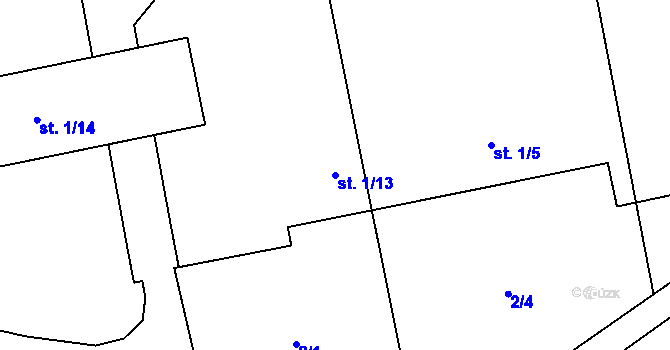 Parcela st. 1/13 v KÚ Řestoky, Katastrální mapa