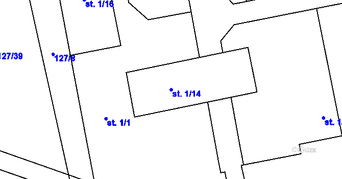 Parcela st. 1/14 v KÚ Řestoky, Katastrální mapa