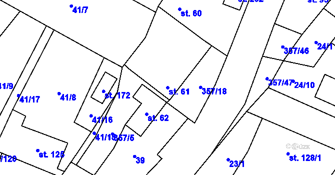 Parcela st. 61 v KÚ Řestoky, Katastrální mapa