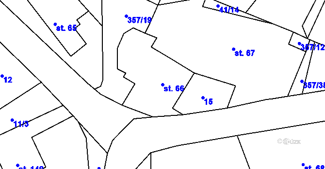 Parcela st. 66 v KÚ Řestoky, Katastrální mapa