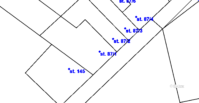 Parcela st. 87/1 v KÚ Řestoky, Katastrální mapa