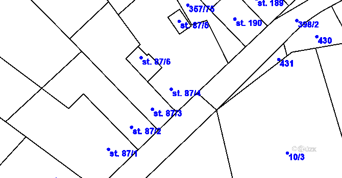 Parcela st. 87/4 v KÚ Řestoky, Katastrální mapa