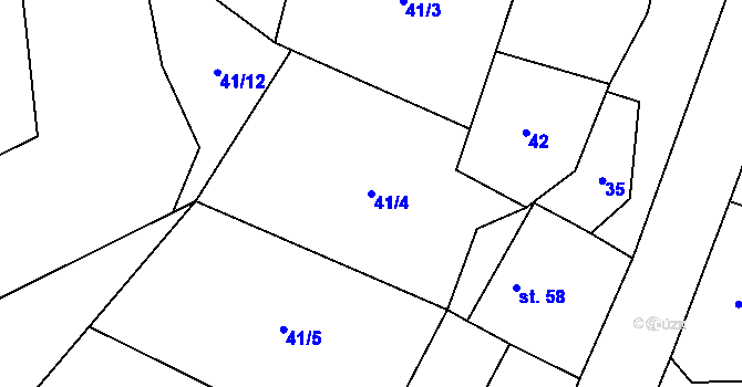 Parcela st. 41/4 v KÚ Řestoky, Katastrální mapa
