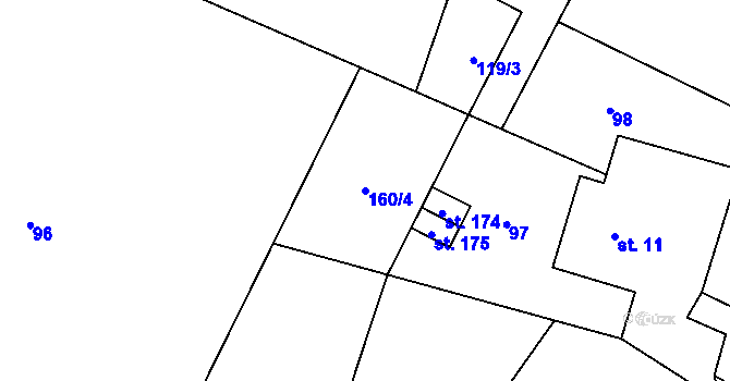 Parcela st. 160/4 v KÚ Řestoky, Katastrální mapa