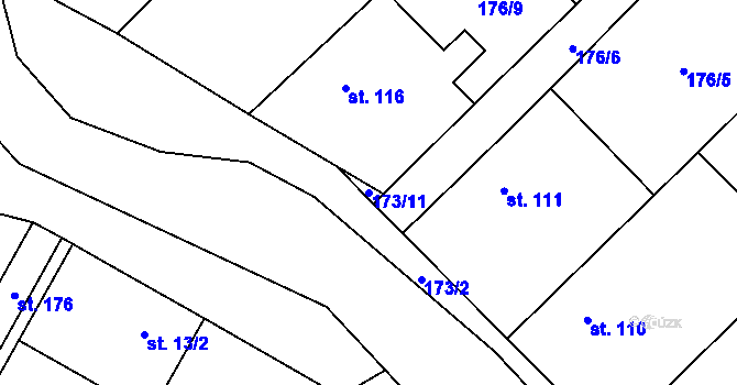 Parcela st. 173/11 v KÚ Řestoky, Katastrální mapa