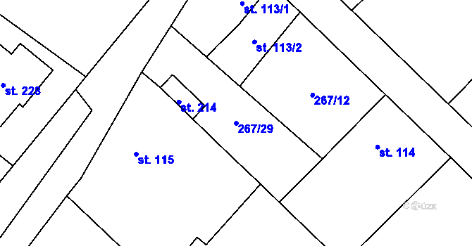 Parcela st. 267/29 v KÚ Řestoky, Katastrální mapa