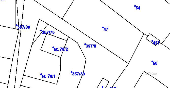 Parcela st. 357/8 v KÚ Řestoky, Katastrální mapa