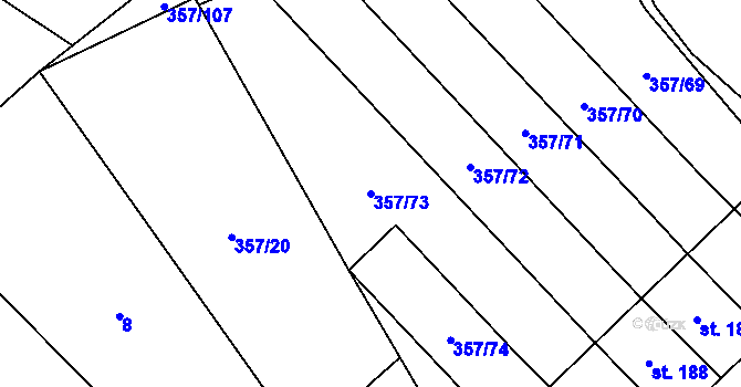 Parcela st. 357/73 v KÚ Řestoky, Katastrální mapa