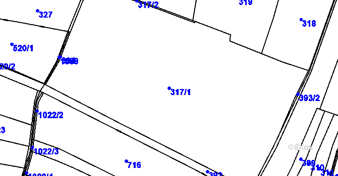 Parcela st. 317/1 v KÚ Řestoky, Katastrální mapa
