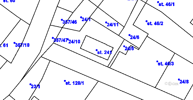Parcela st. 241 v KÚ Řestoky, Katastrální mapa