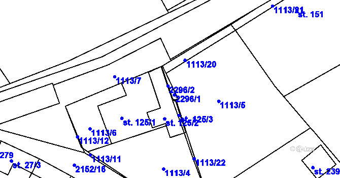 Parcela st. 2296 v KÚ Řetechov, Katastrální mapa