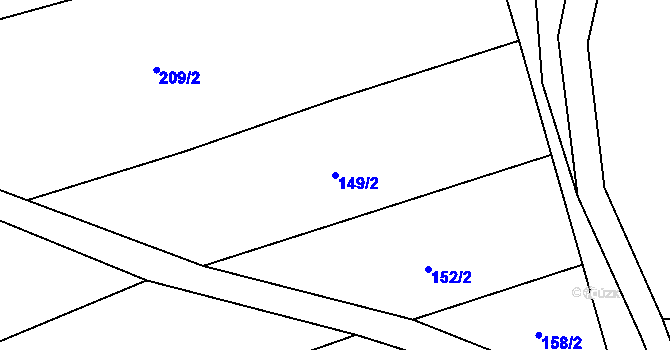 Parcela st. 149/2 v KÚ Řetechov, Katastrální mapa