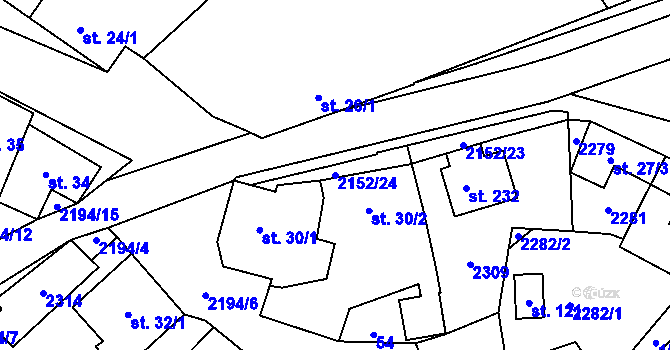 Parcela st. 2152/24 v KÚ Řetechov, Katastrální mapa